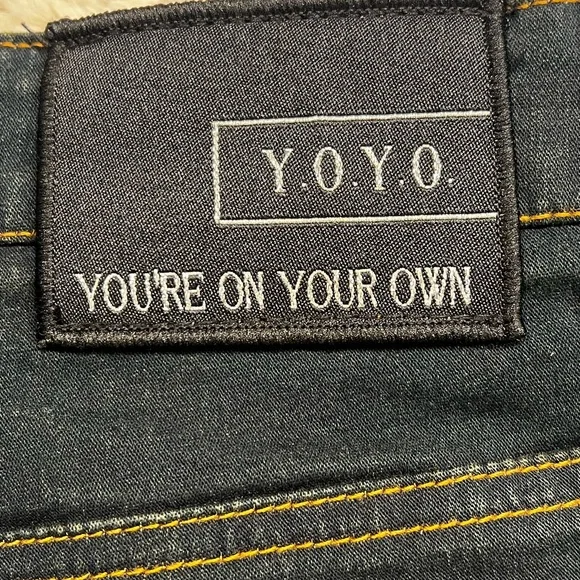 Vintage Y2K Y.O.Y.O. Black Abstract Design Jeans Sz-7 - Picture 9 of 11